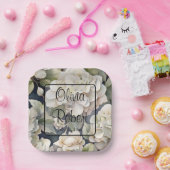 Elegantes Elfenbein, rosa grüne Marine, Aquarellbl Pappteller (Party)