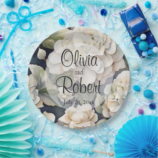 Elegantes Elfenbein, rosa grüne Marine, Aquarellbl Pappteller (Party)