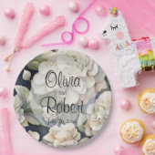 Elegantes Elfenbein, rosa grüne Marine, Aquarellbl Pappteller (Party)