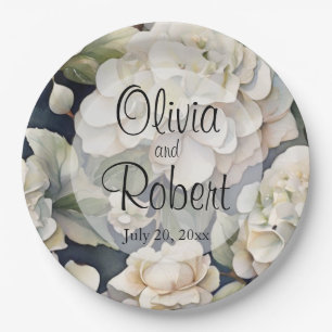 Elegantes Elfenbein, rosa grüne Marine, Aquarellbl Pappteller