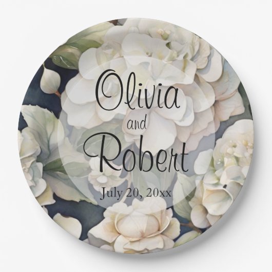 Elegantes Elfenbein, rosa grüne Marine, Aquarellbl Pappteller (Vorderseite)