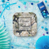 Elegantes Elfenbein, rosa grüne Marine, Aquarellbl Pappteller (Party)