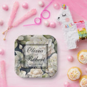 Elegantes Elfenbein, rosa grüne Marine, Aquarellbl Pappteller (Party)