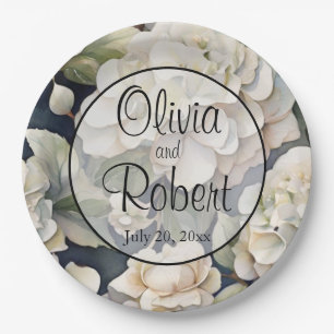 Elegantes Elfenbein, rosa grüne Marine, Aquarellbl Pappteller