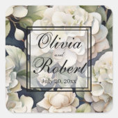 Elegantes Elfenbein, rosa grüne Marine, Aquarellbl Quadratischer Aufkleber (Vorderseite)