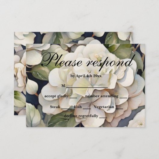 Elegantes Elfenbein, rosa grüne Marine, Aquarellbl RSVP Karte (Vorne/Hinten)