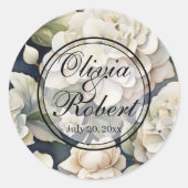 Elegantes Elfenbein, rosa grüne Marine, Aquarellbl Runder Aufkleber (Vorderseite)