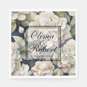Elegantes Elfenbein, rosa grüne Marine, Aquarellbl Serviette