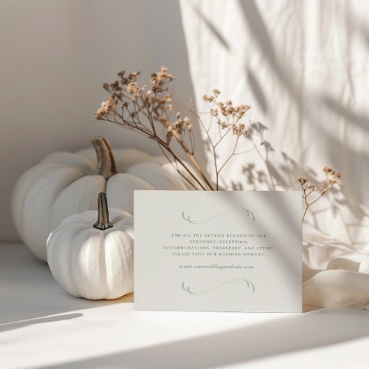 Elegantes Elfenbein & Sage Fall Botanische Hochzei Begleitkarte