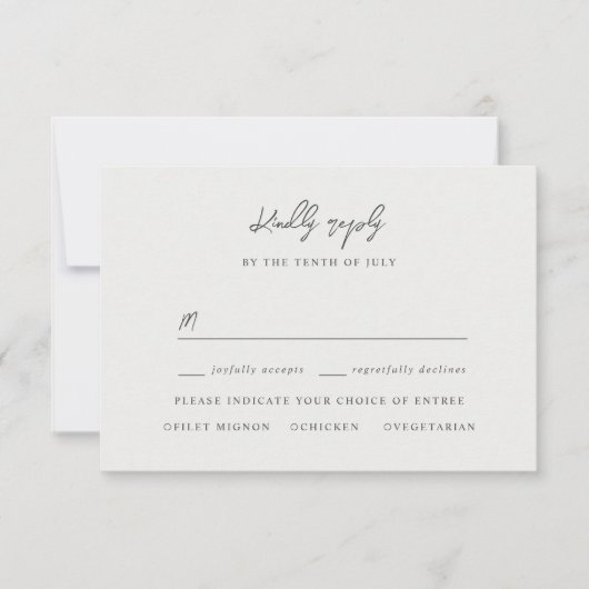 Elegantes Elfenbein-Satin-uAwg mit Essensauswahl RSVP Karte (Vorderseite)