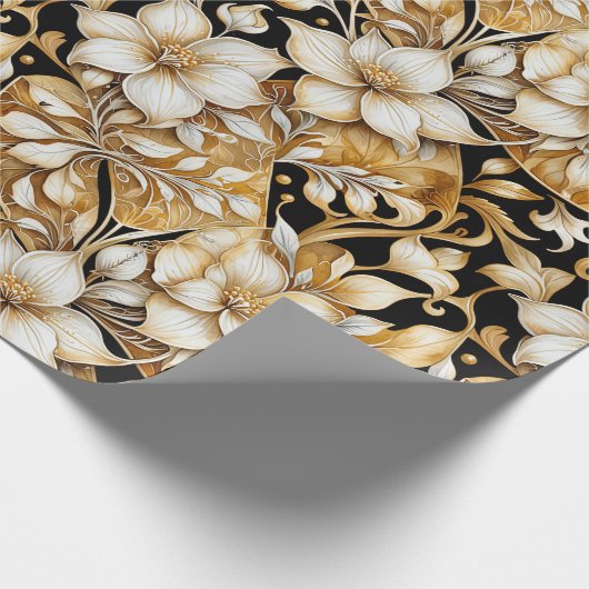 Elegantes Elfenbein und B; Blätterzwirnpapier Geschenkpapier (Ecke)