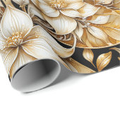 Elegantes Elfenbein und B; Blätterzwirnpapier Geschenkpapier (Rolleneckpunkt)