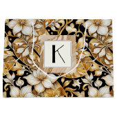 Elegantes Elfenbein und B; Blätterzwirnpapier Große Geschenktüte (Vorderseite)