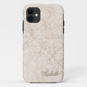 Elegantes Elfenbein- und Beige-Vintage-Damaskus-De Case-Mate iPhone Hülle
