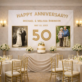 Elegantes Elfenbein und Gold 50. Hochzeitstag Banner