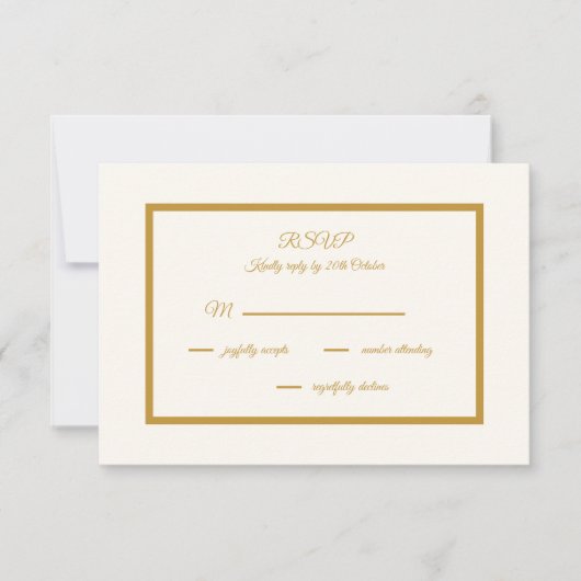 Elegantes Elfenbein und Gold RSVP Karte (Vorderseite)