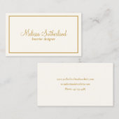 Elegantes Elfenbein und Gold Visitenkarte (Vorne/Hinten)