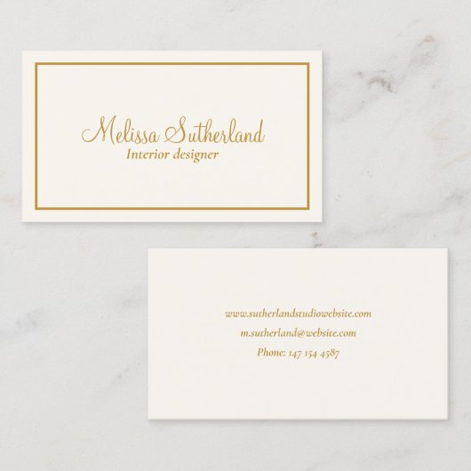 Elegantes Elfenbein und Gold Visitenkarte (Vorne/Hinten)