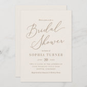 Elegantes Elfenbein- und Goldkalligraphie-Brautpar Einladung (Vorne/Hinten)