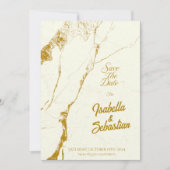Elegantes Elfenbein und Goldmarmor Save the Date a Einladung (Vorderseite)