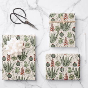 Elegantes Elfenbein- und grünes Blumenmuster Flora Geschenkpapier Set