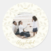 Elegantes Elfenbein Verlasse Glory to God Christma Runder Aufkleber (Vorderseite)