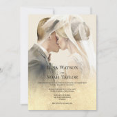 Elegantes Elfenbeingold Glitzer Foto Hochzeit Einladung (Vorderseite)