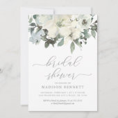 Elegantes Elfenbeinküste und blumengeschmücktes Br Einladung (Vorderseite)