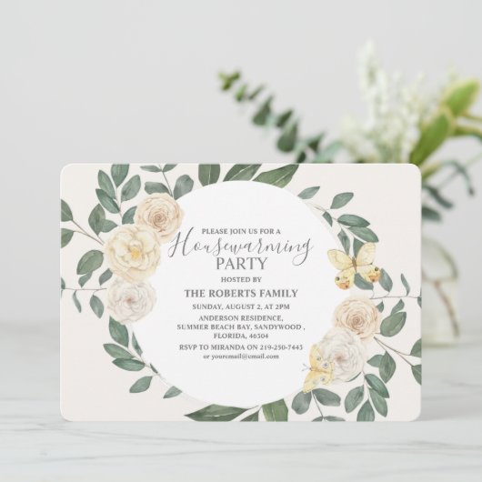 Elegantes Elfenbeinküste und grünes Party Einladung (Stehend Vorderseite)