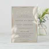 Elegantes Elfenbeinweißes Pampasgras, blass 12 Einladung (Stehend Vorderseite)