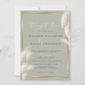 Elegantes Elfenbeinweißes Pampasgras Einladung (Vorderseite)