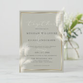 Elegantes Elfenbeinweißes Pampasgras Einladung (Stehend Vorderseite)