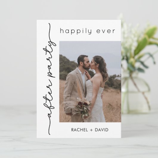 Elegantes Elopement Party Foto Hochzeitsempfang Einladung (Stehend Vorderseite)