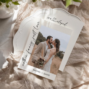 Elegantes Elopement Party Foto Hochzeitsempfang Einladung