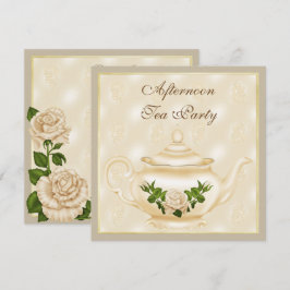 Elegantes Elvory Teapot & Rose Nachmittagstee Einladung