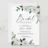 Elegantes Emeral Ivory White Floral Brautparty Einladung (Vorderseite)