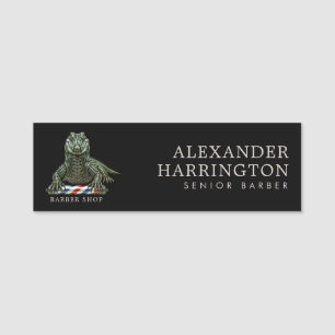 Elegantes Emerald-Alligator-Friseur-Shop-Logo-Pers Namensschild