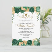 Elegantes Emerald Floral Viktorianisches Brautpart Einladung (Stehend Vorderseite)