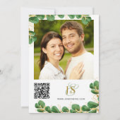 Elegantes Emerald Green Eucalyptus-Foto Save The Date (Rückseite)