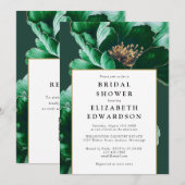 Elegantes Emerald Green Floral QR Code Brautparty Einladung (Vorne/Hinten)