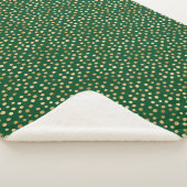 Elegantes Emerald Green Gold Dots Muster Sherpadecke (3/4)