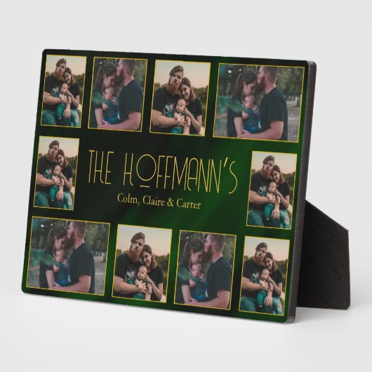 Elegantes Emerald Green Gold Frames 10 Family Foto Fotoplatte (Seite)