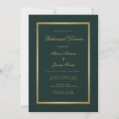 Elegantes Emerald Green Gold Script Probe Dinner Einladung (Vorderseite)