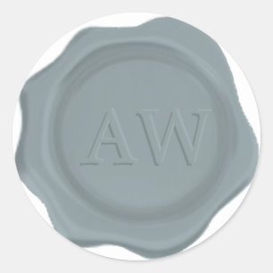 Elegantes Emerald Green Monogram Wedding Wax Siege Runder Aufkleber