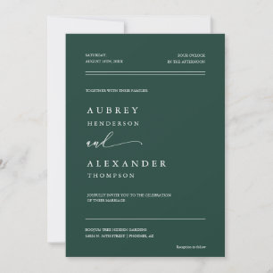 Elegantes Emerald Green QR Code Wedding Foto Einladung