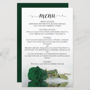 Elegantes Emerald Green Rose Budget Wedding Menu
