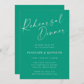 Elegantes Emerald Green Script Probe Dinner Einladung (Vorne/Hinten)
