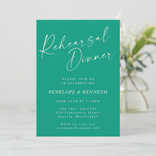 Elegantes Emerald Green Script Probe Dinner Einladung