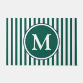 Elegantes Emerald Green Stripes Monogramm Fußmatte (Vorderseite)