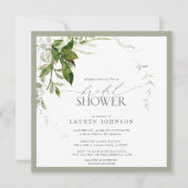 Elegantes Emerald Green Watercolor-Brautparty Einladung (Vorderseite)